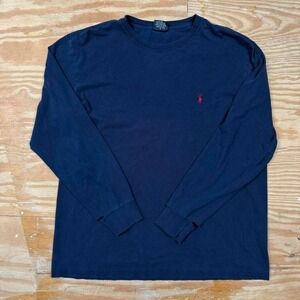 crazy distressed navy blue polo ralph lauren long sleeve‎ shirt